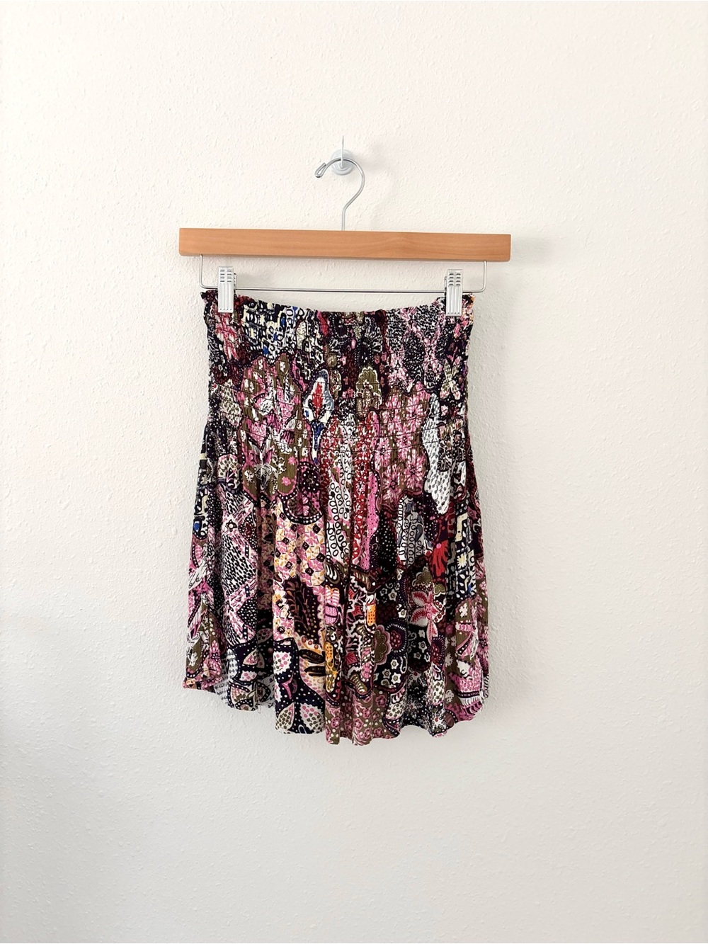 Patterned Smocked Skirt Multicolor